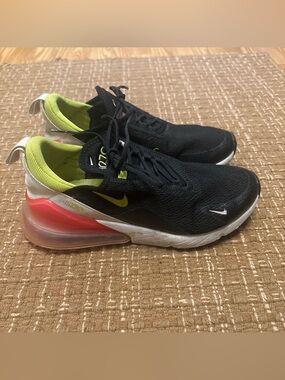 Nike Air Max 270 Black Lime Pink Athletic Shoes